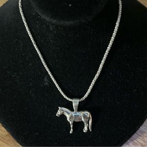 NEW-Sterling Silver Horse Pendant Necklace